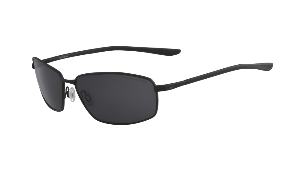 Nike Pivot Six Black sunglasses with dark grey lenses (quarter view)