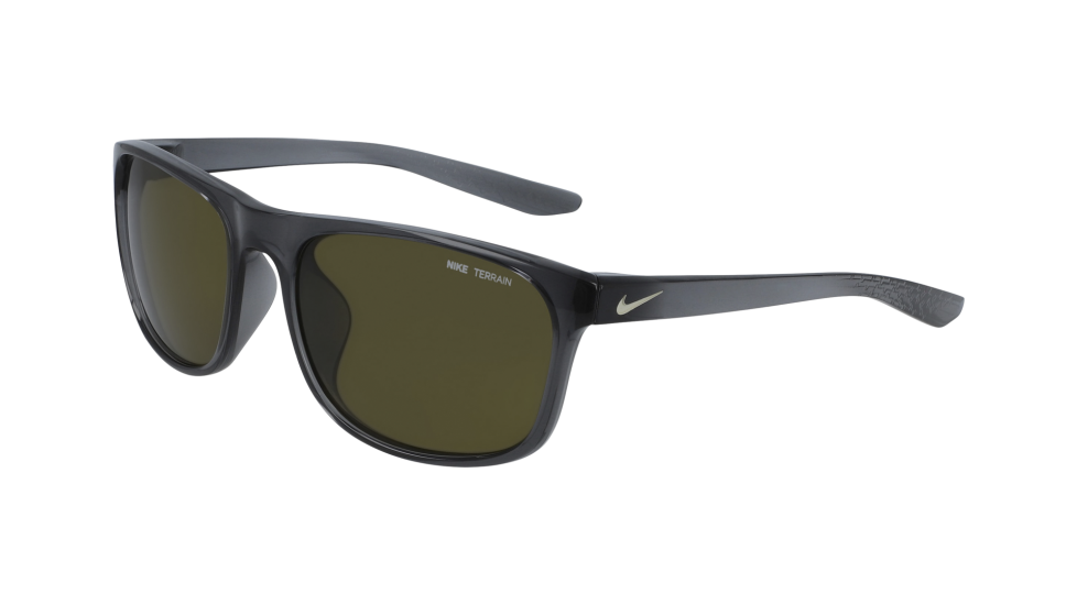 Nike Endure Dark Grey / Light Bone sunglasses with terrain tint lenses (quarter view)