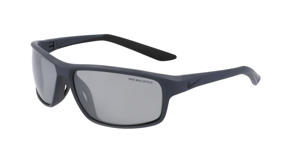 Nike Rabid 22 Exclusive Matte Slate (Nike / SportRx Collab) sunglasses with grey silver flash lenses (quarter view)